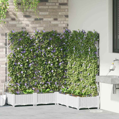 Trädgårdsplanterare 5 pcs Vit 120 x 120 x 126 cm Plast