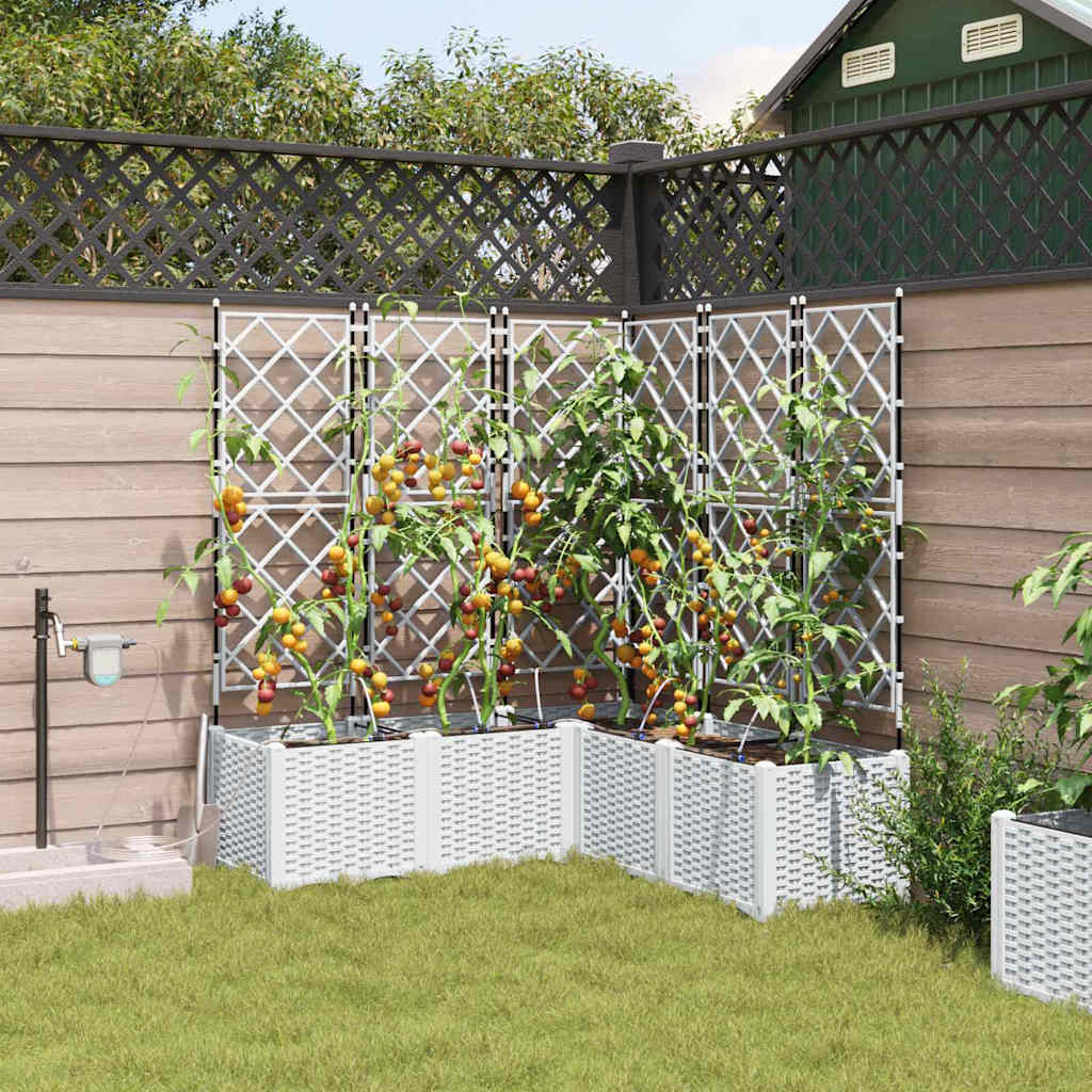 Trädgårdsplanterare 5 pcs Vit 120 x 120 x 142 cm Plast