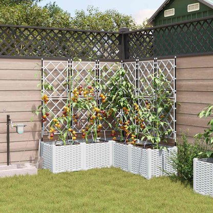Trädgårdsplanterare 5 pcs Vit 120 x 120 x 142 cm Plast