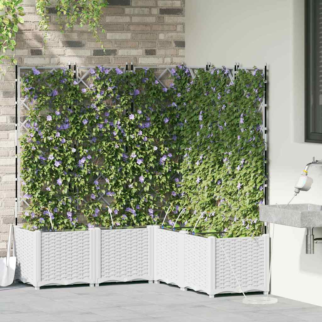 Trädgårdsplanterare 5 pcs Vit 120 x 120 x 142 cm Plast