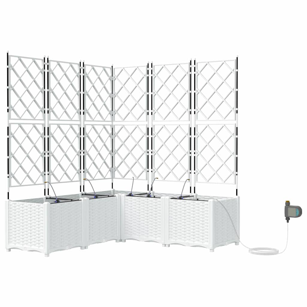 Trädgårdsplanterare 5 pcs Vit 120 x 120 x 142 cm Plast