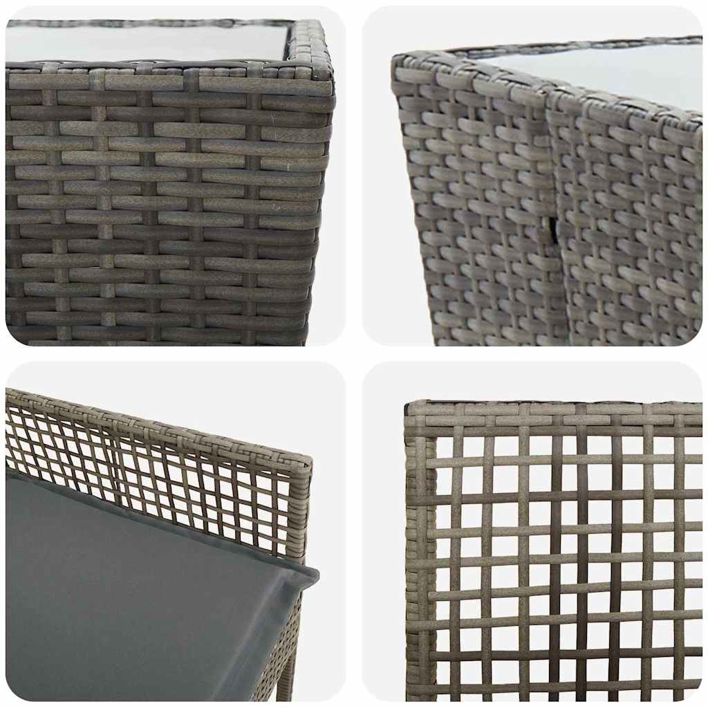 Trädgårds Bistro Set 3 pcs Grå konstrotting