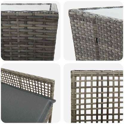 Trädgårds Bistro Set 3 pcs Grå konstrotting