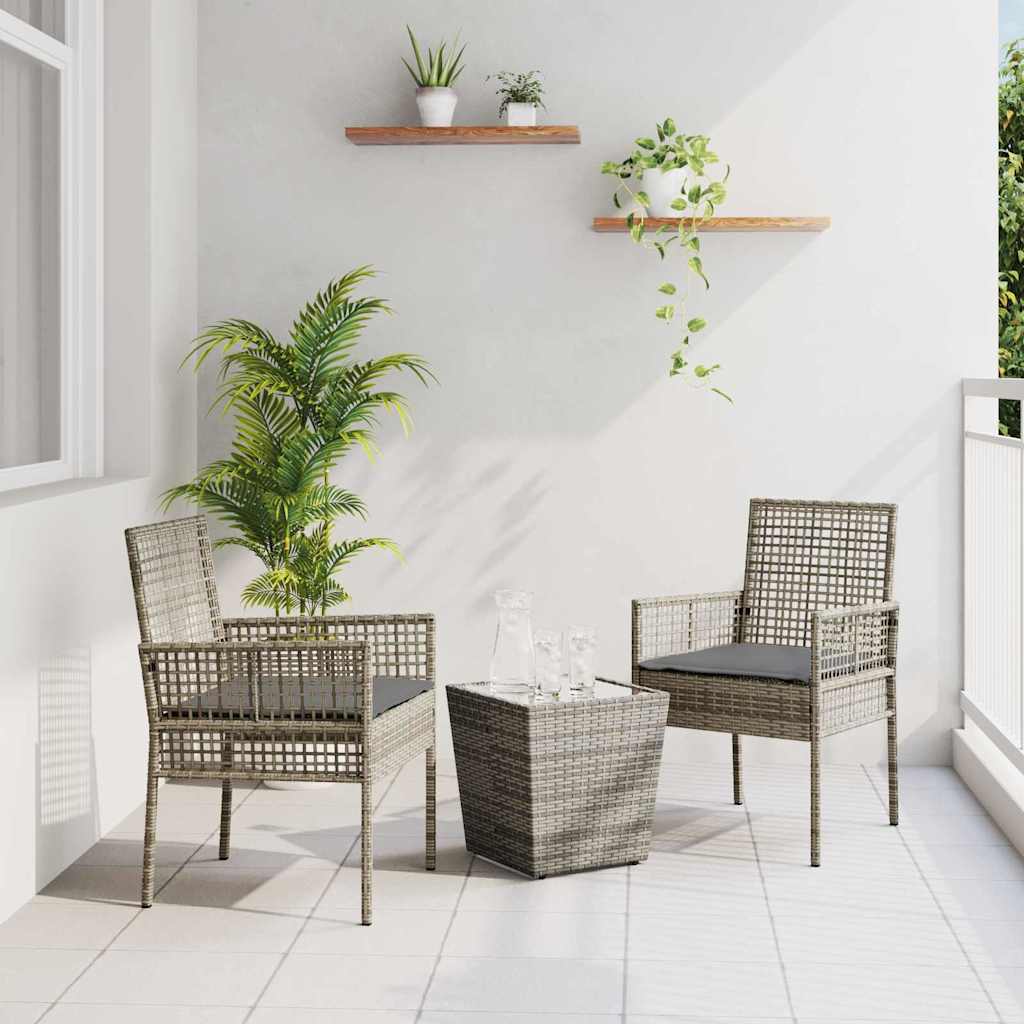 Trädgårds Bistro Set 3 pcs Grå konstrotting