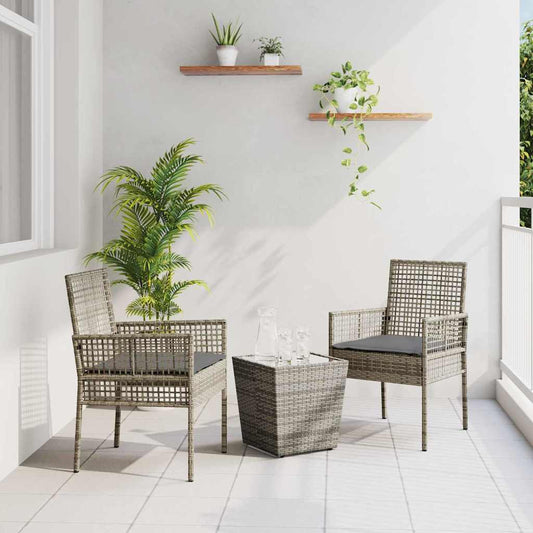 Trädgårds Bistro Set 3 pcs Grå konstrotting