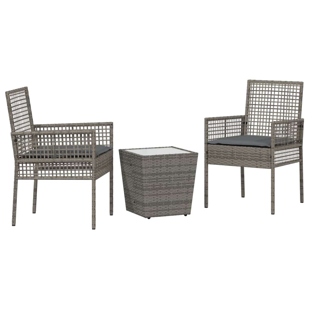 Trädgårds Bistro Set 3 pcs Grå konstrotting