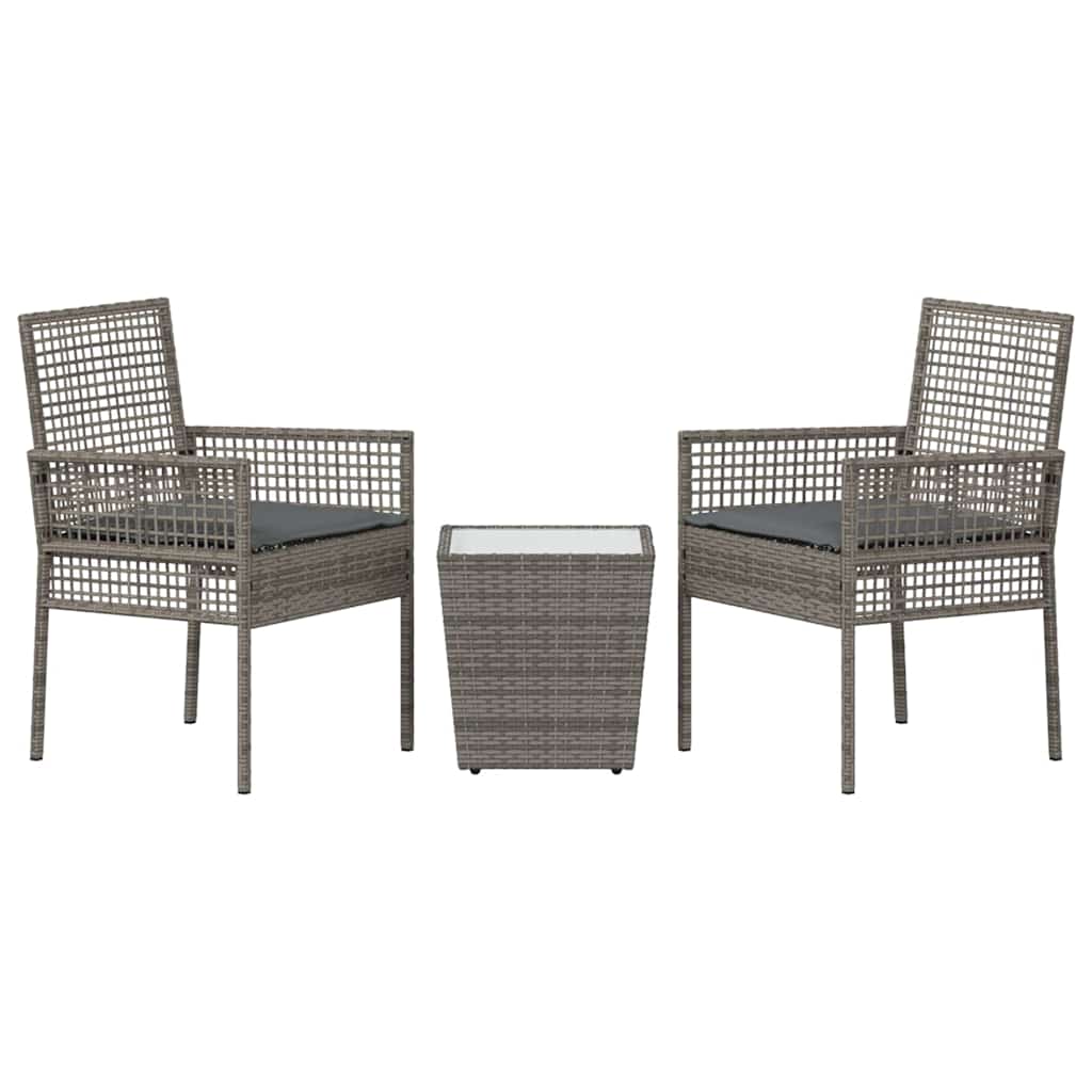 Trädgårds Bistro Set 3 pcs Grå konstrotting