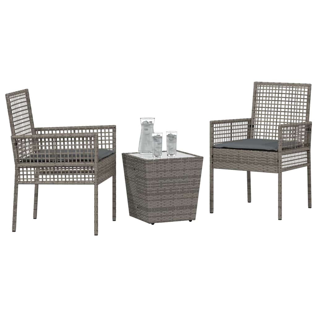 Trädgårds Bistro Set 3 pcs Grå konstrotting