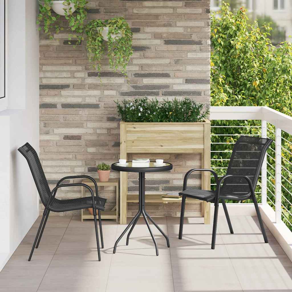 Trädgårds Bistro Set 3 pcs Svart Stål