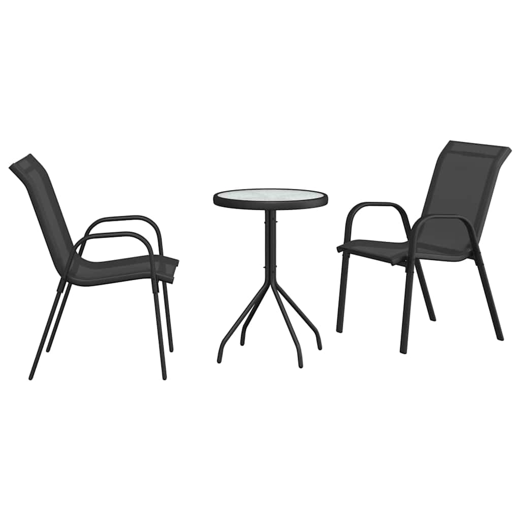 Trädgårds Bistro Set 3 pcs Svart Stål