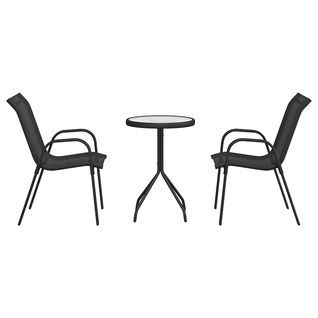 Trädgårds Bistro Set 3 pcs Svart Stål