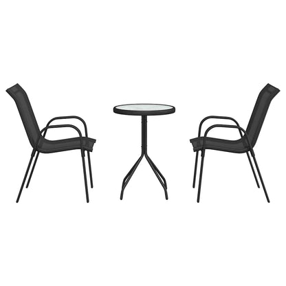 Trädgårds Bistro Set 3 pcs Svart Stål