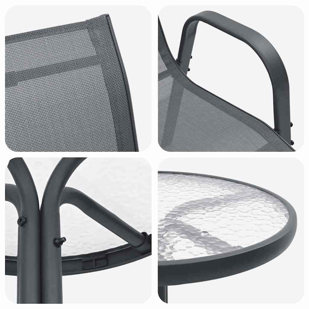 Trädgårds Bistro Set 3 pcs Grå Stål