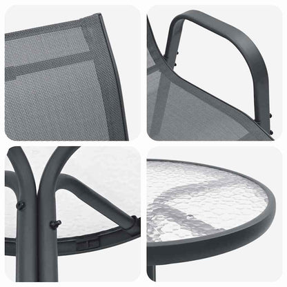 Trädgårds Bistro Set 3 pcs Grå Stål