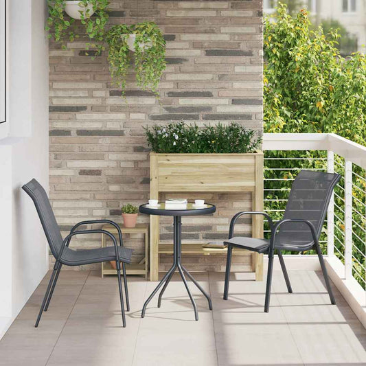 Trädgårds Bistro Set 3 pcs Grå Stål