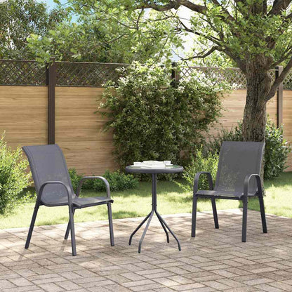 Trädgårds Bistro Set 3 pcs Grå Stål