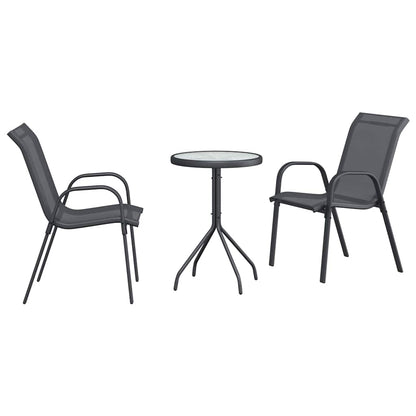 Trädgårds Bistro Set 3 pcs Grå Stål
