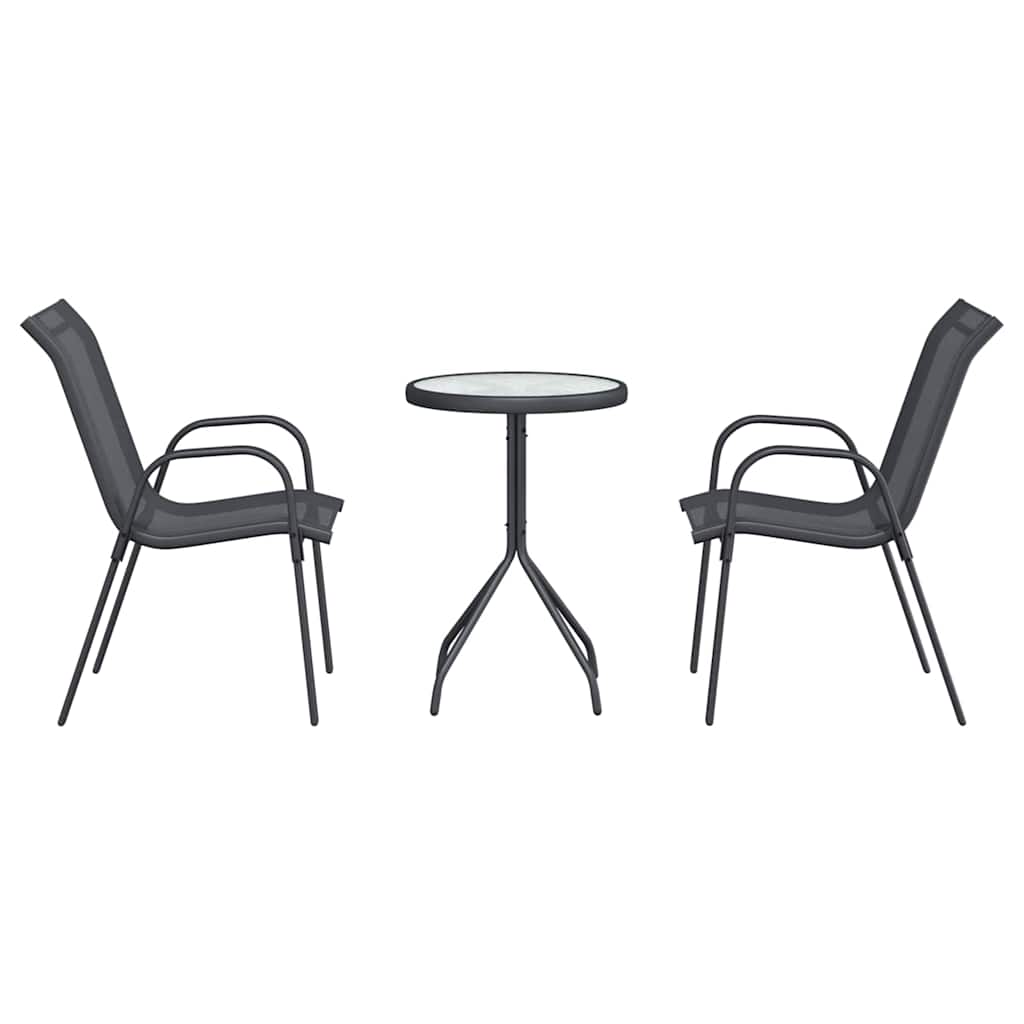 Trädgårds Bistro Set 3 pcs Grå Stål