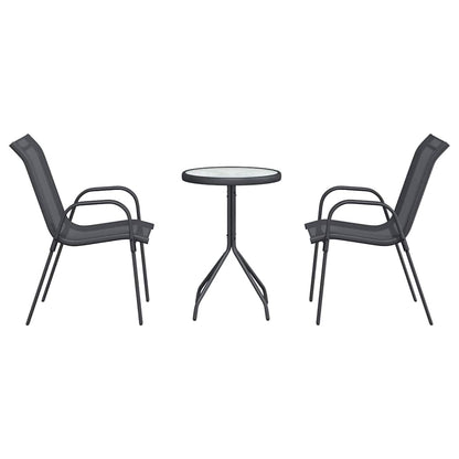 Trädgårds Bistro Set 3 pcs Grå Stål