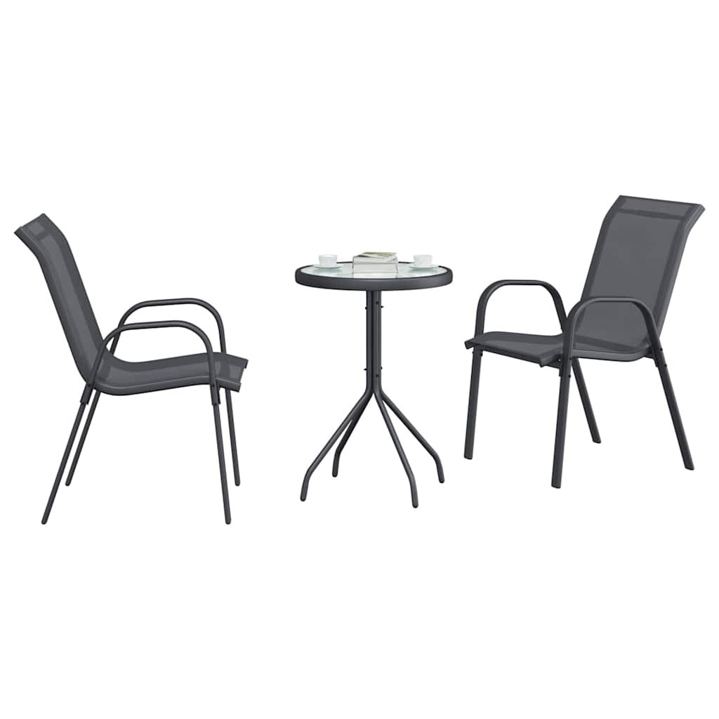 Trädgårds Bistro Set 3 pcs Grå Stål