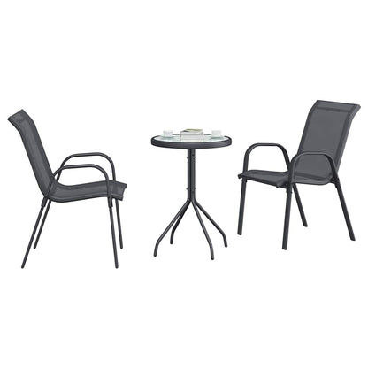 Trädgårds Bistro Set 3 pcs Grå Stål