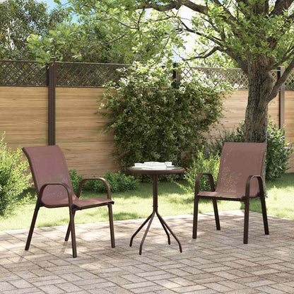 Trädgårds Bistro Set 3 pcs Brun Stål