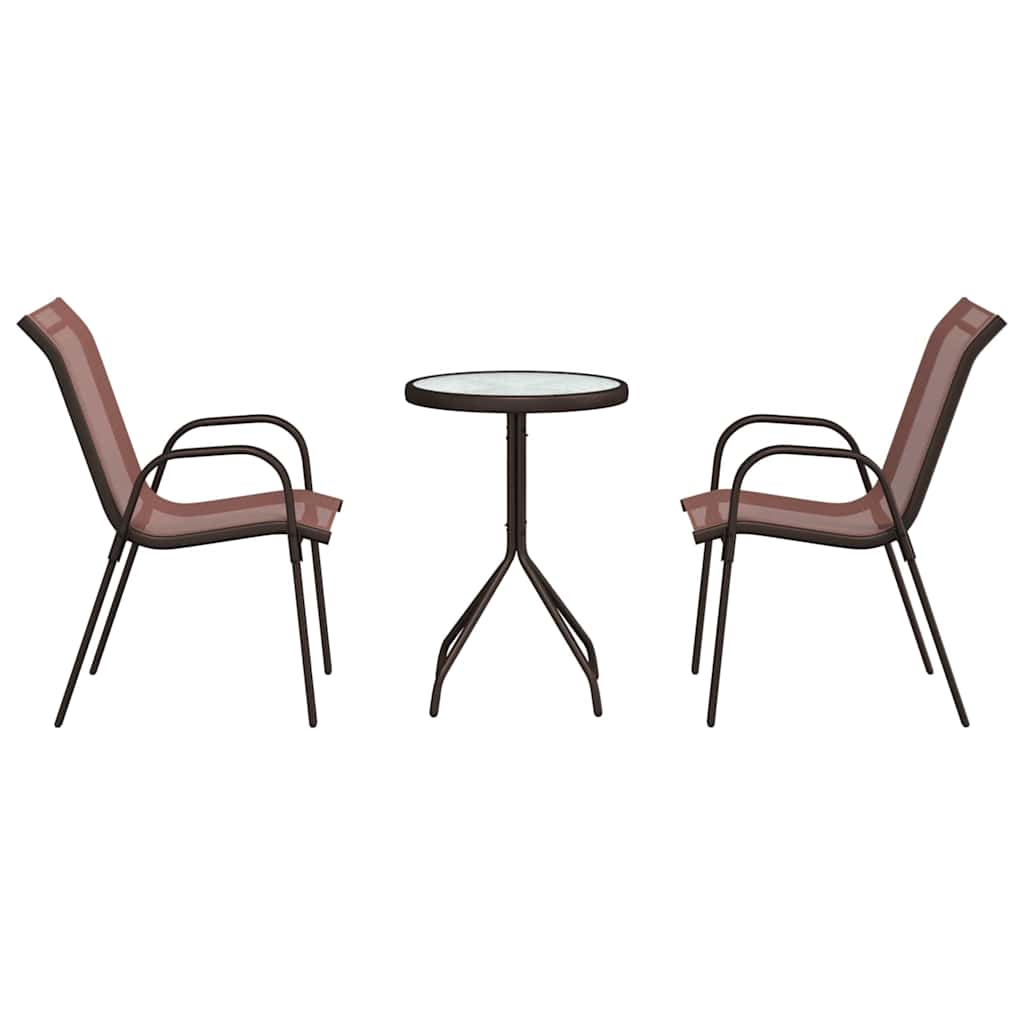 Trädgårds Bistro Set 3 pcs Brun Stål