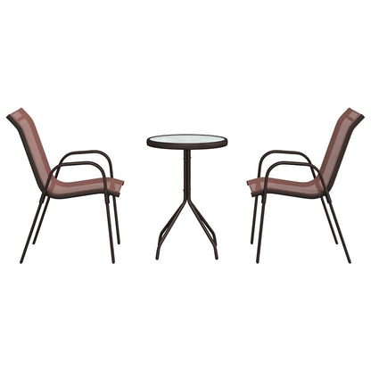 Trädgårds Bistro Set 3 pcs Brun Stål