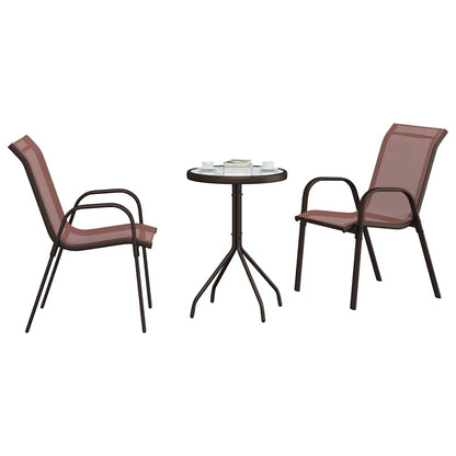 Trädgårds Bistro Set 3 pcs Brun Stål