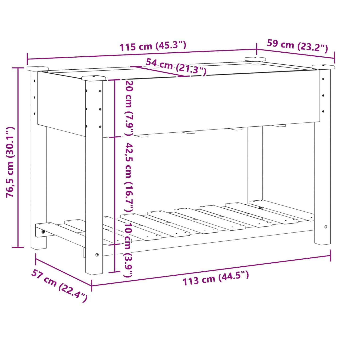 Trädgårdsplanterare Beige 115 x 59 x 76,5 cm Massivt Furu