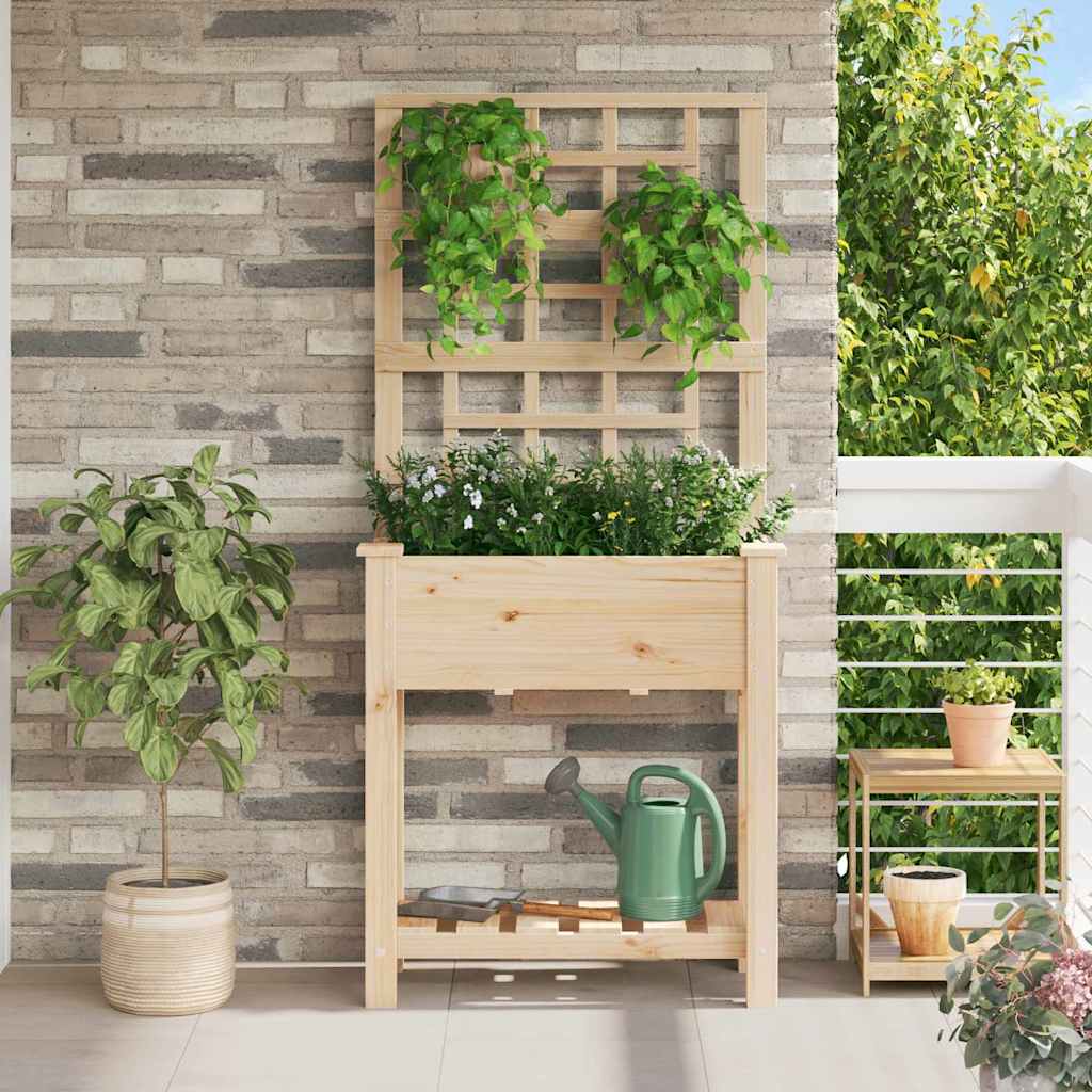Trädgårdsplanterare Beige 71 x 38 x 152 cm Massivt Furu