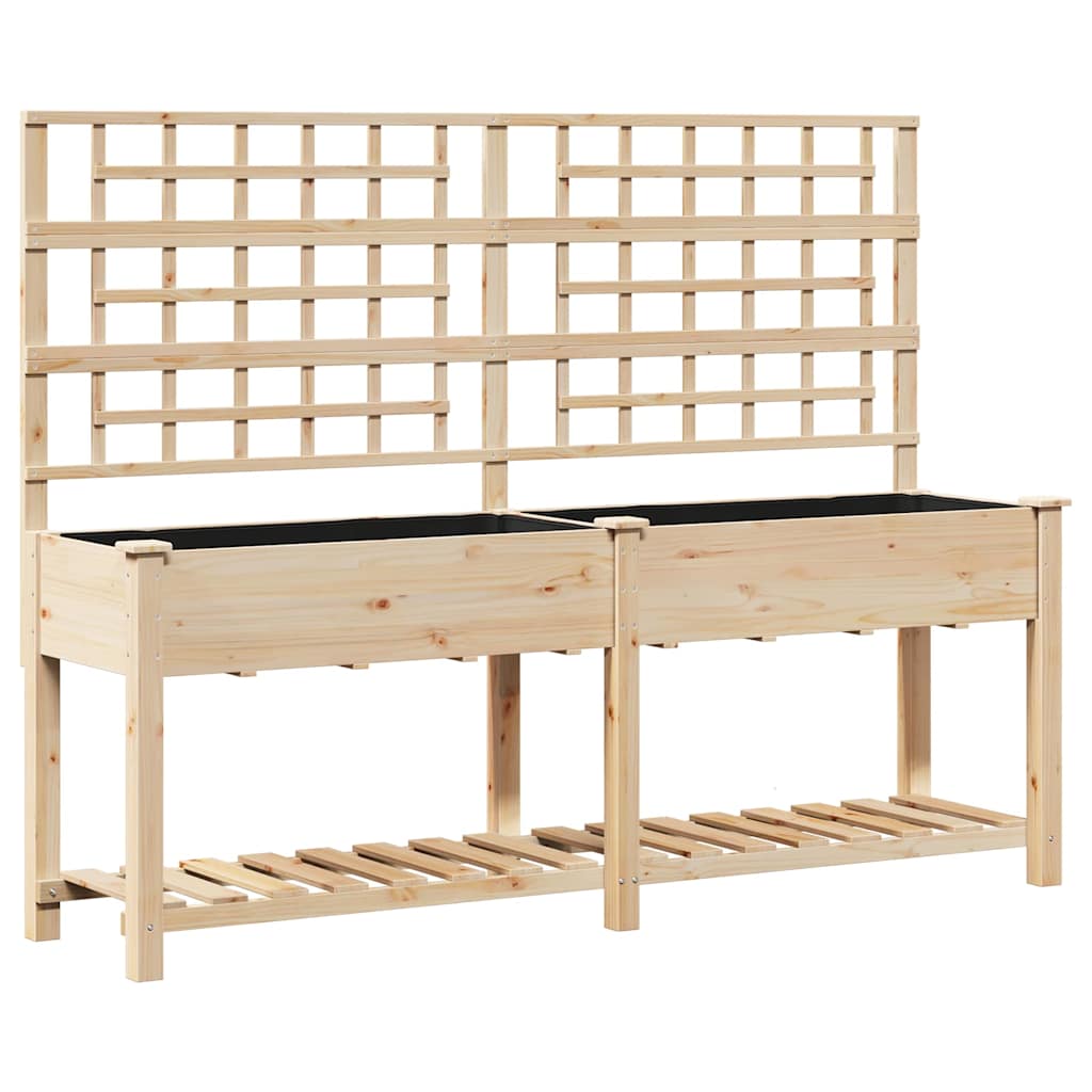 Trädgårdsplanterare Beige 203,5 x 54 x 152,5 cm Massivt Furu