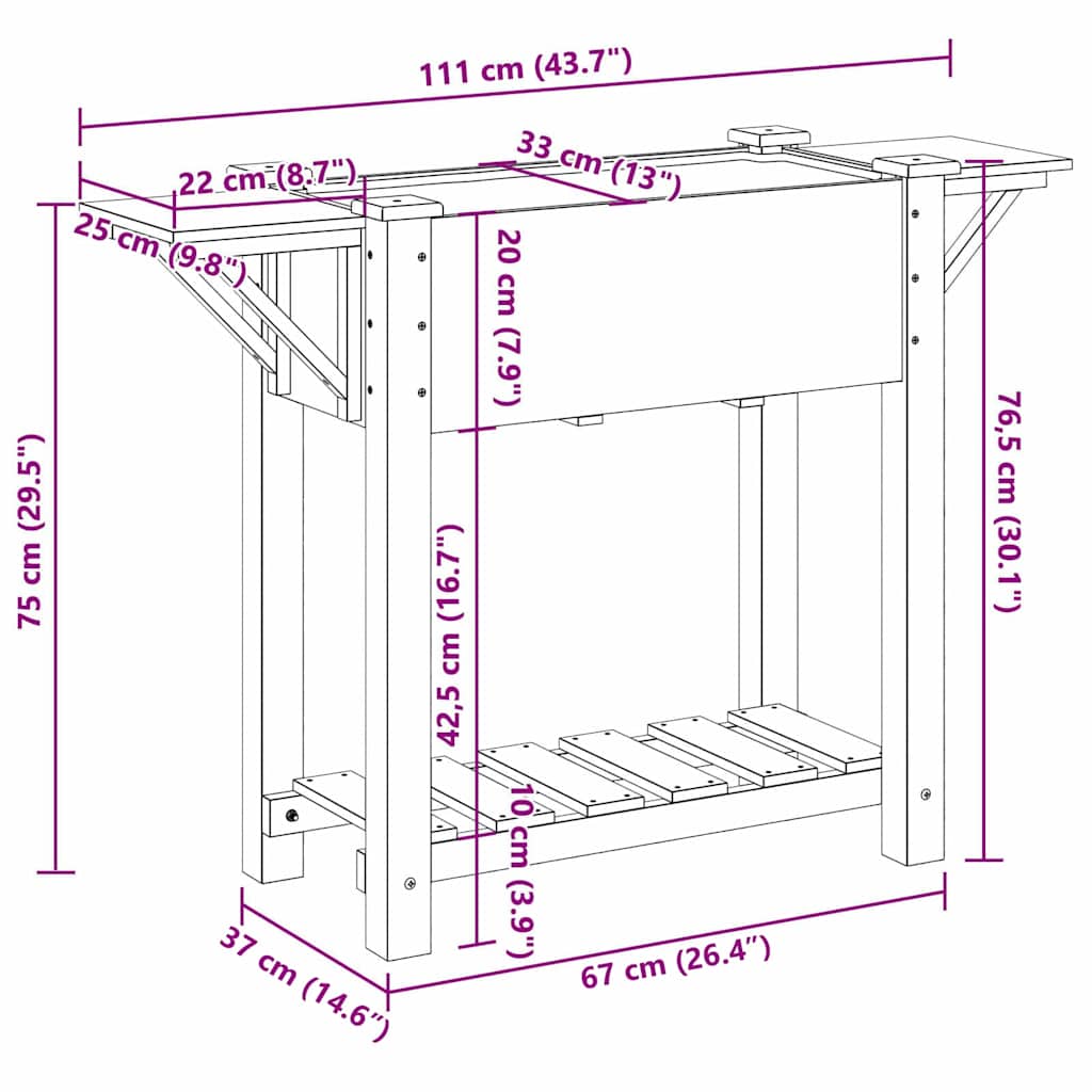 Trädgårdsplanterare Beige 111 x 37 x 76,5 cm Massivt Furu