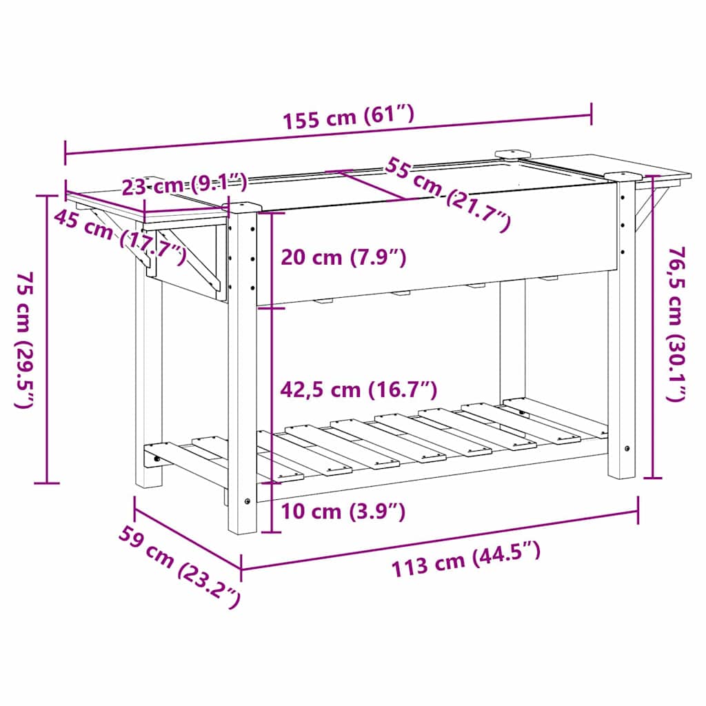 Trädgårdsplanterare Beige 155 x 59 x 76,5 cm Massivt Furu