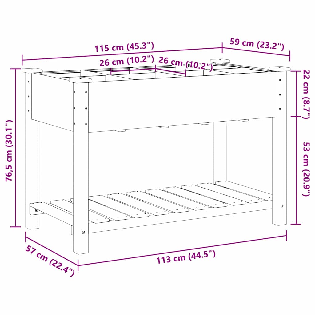 Trädgårdsplanterare Beige 115 x 59 x 76,5 cm Massivt Furu