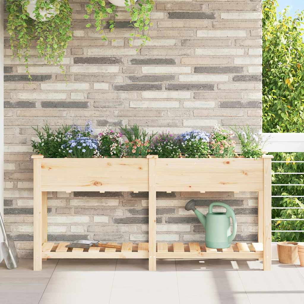 Trädgårdsplanterare Beige 161,5 x 45 x 76,5 cm Massivt Furu