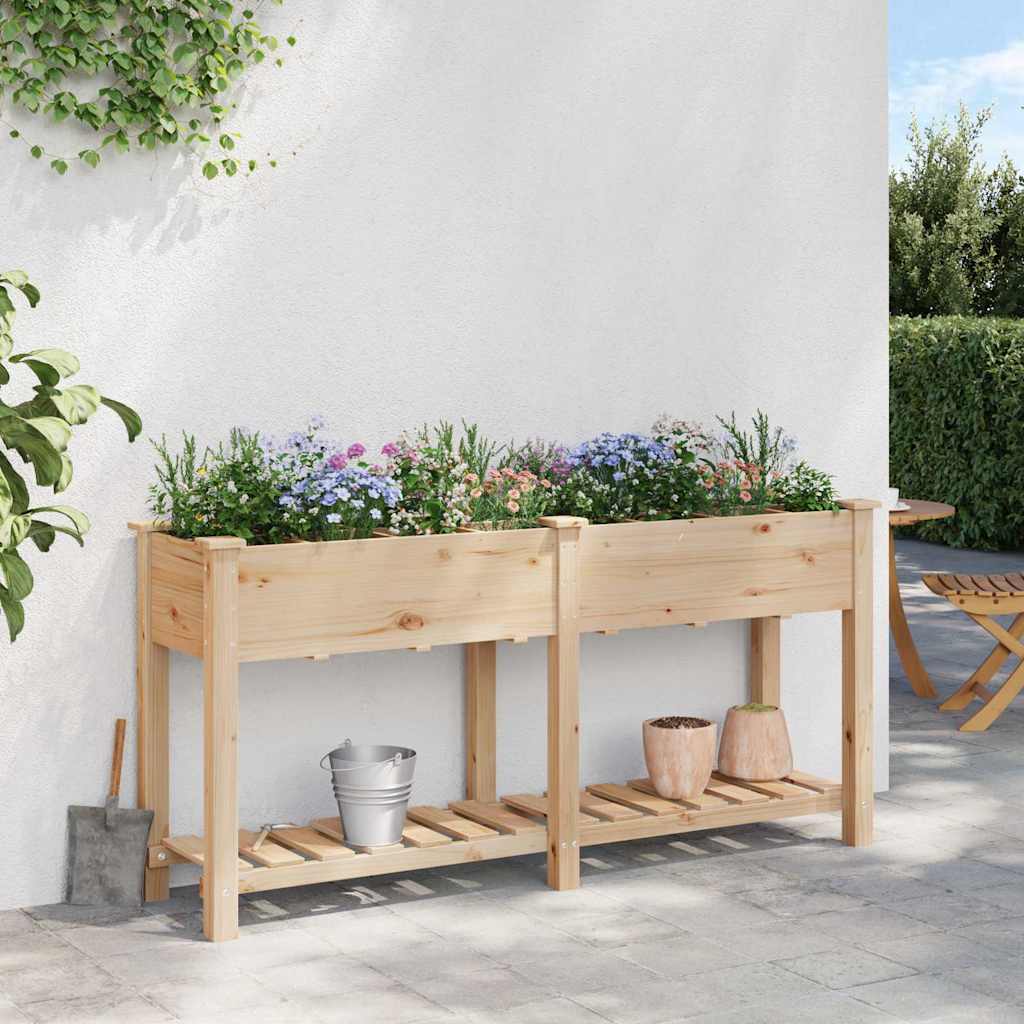 Trädgårdsplanterare Beige 161,5 x 45 x 76,5 cm Massivt Furu