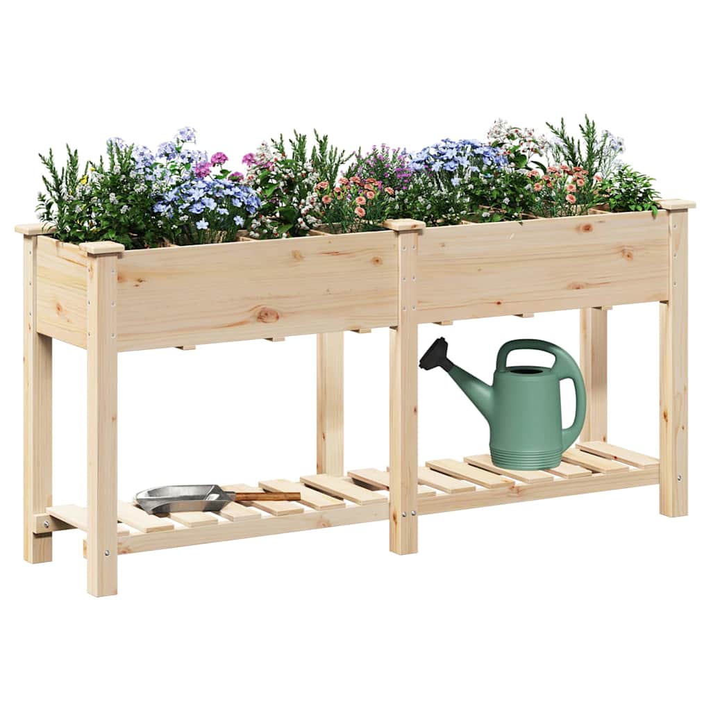 Trädgårdsplanterare Beige 161,5 x 45 x 76,5 cm Massivt Furu