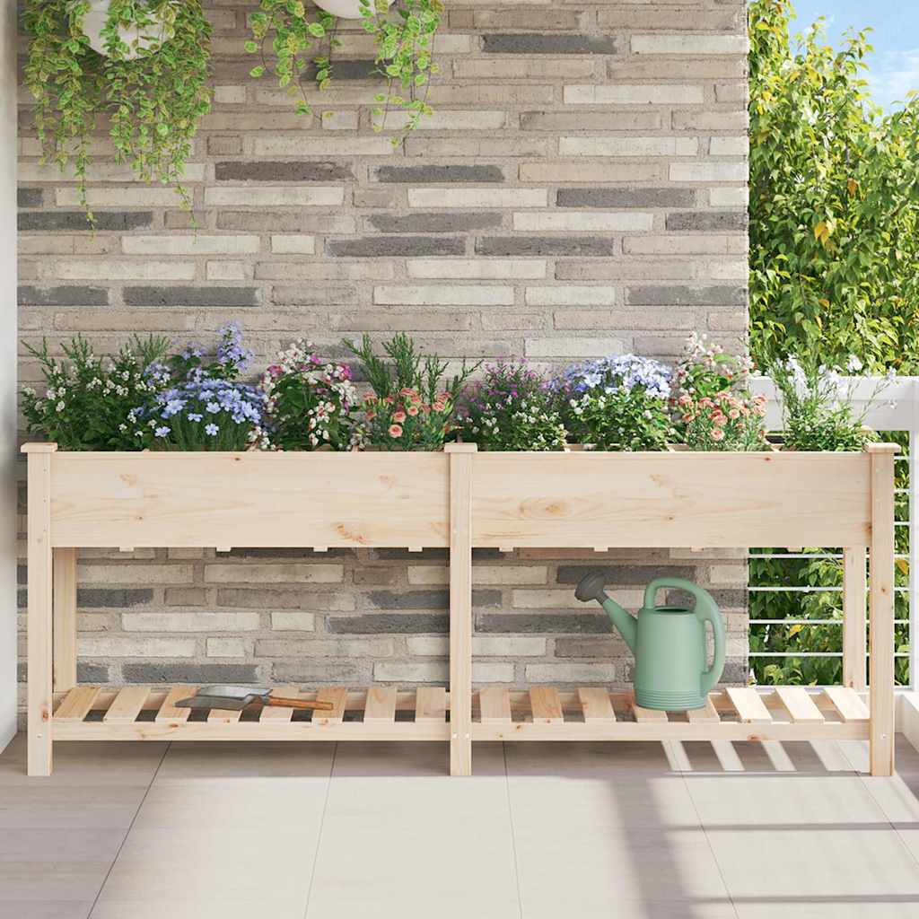Trädgårdsplanterare Beige 203,5 x 53 x 76,5 cm Massivt Furu