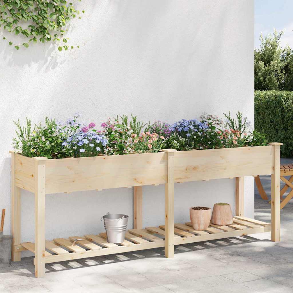 Trädgårdsplanterare Beige 203,5 x 53 x 76,5 cm Massivt Furu