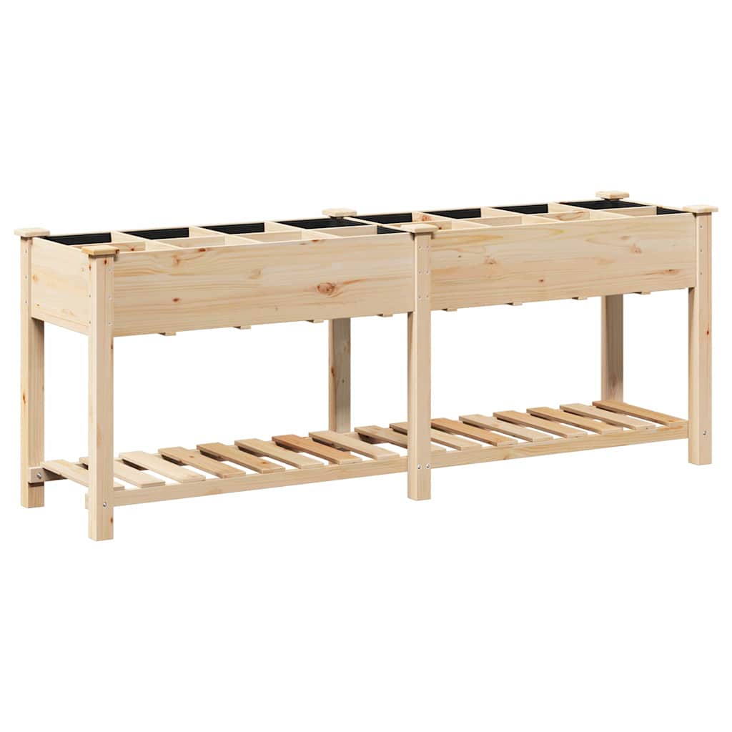 Trädgårdsplanterare Beige 203,5 x 53 x 76,5 cm Massivt Furu
