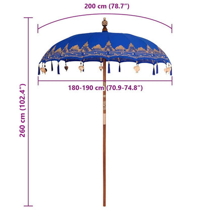 Balinesisk Parasol Blå 185 x 185 x 260 cm Bomull
