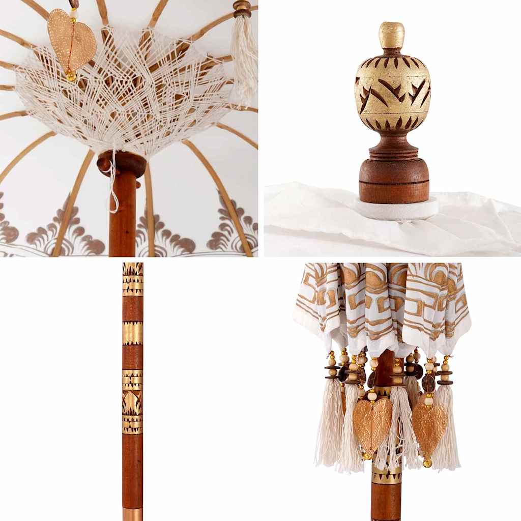 Balinesisk Parasol Kräm 125 x 125 x 260 cm Bomull