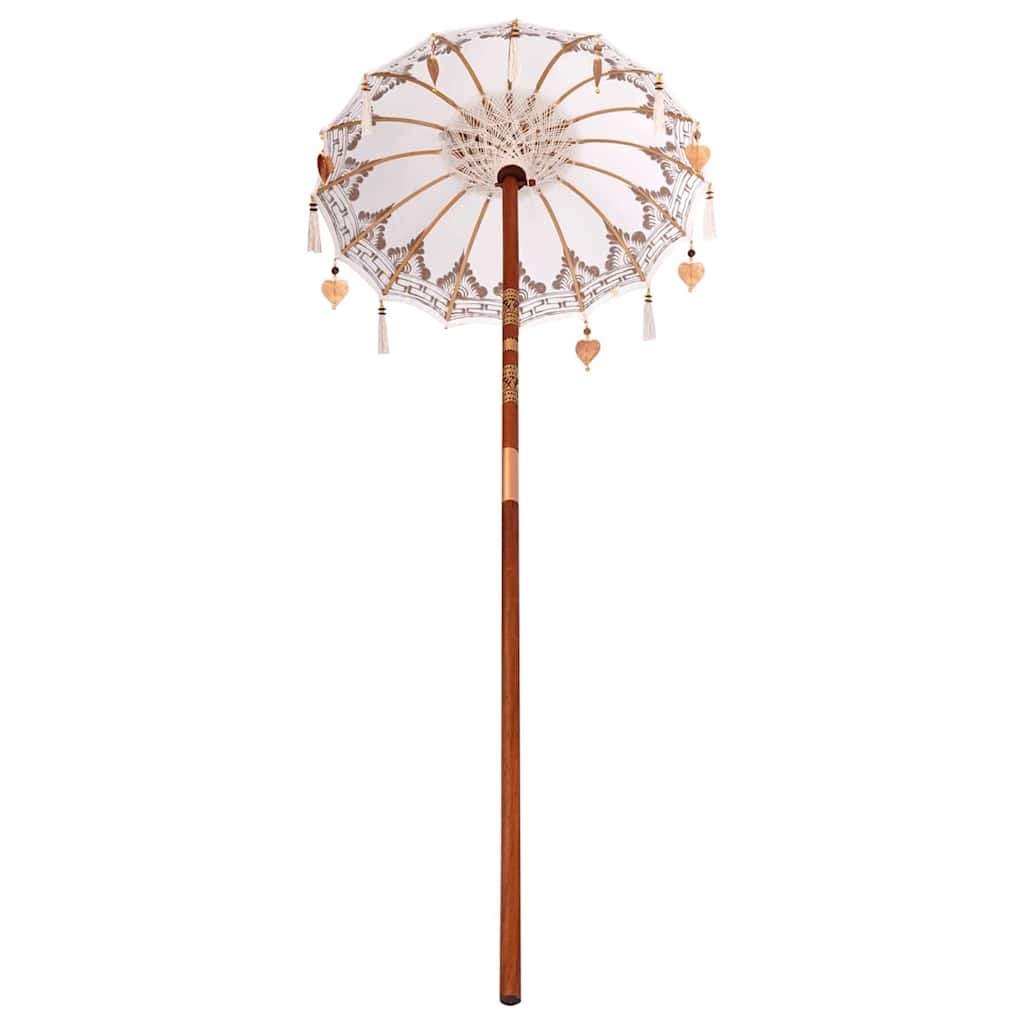 Balinesisk Parasol Kräm 125 x 125 x 260 cm Bomull
