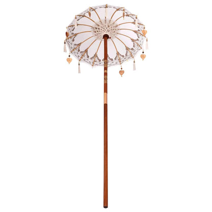 Balinesisk Parasol Kräm 125 x 125 x 260 cm Bomull