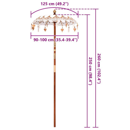 Balinesisk Parasol Kräm 125 x 125 x 260 cm Bomull