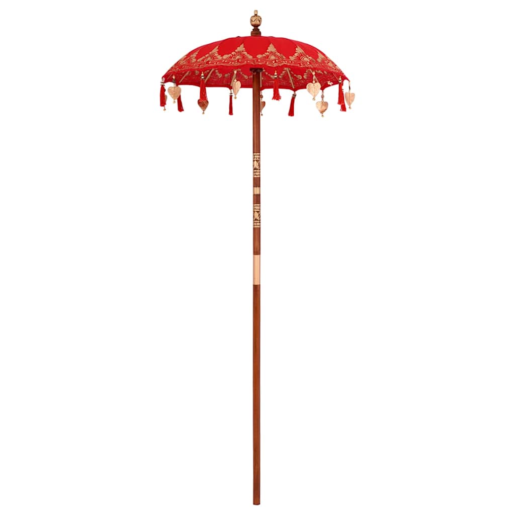 Balinesisk Parasol Röd 125 x 125 x 260 cm Bomull
