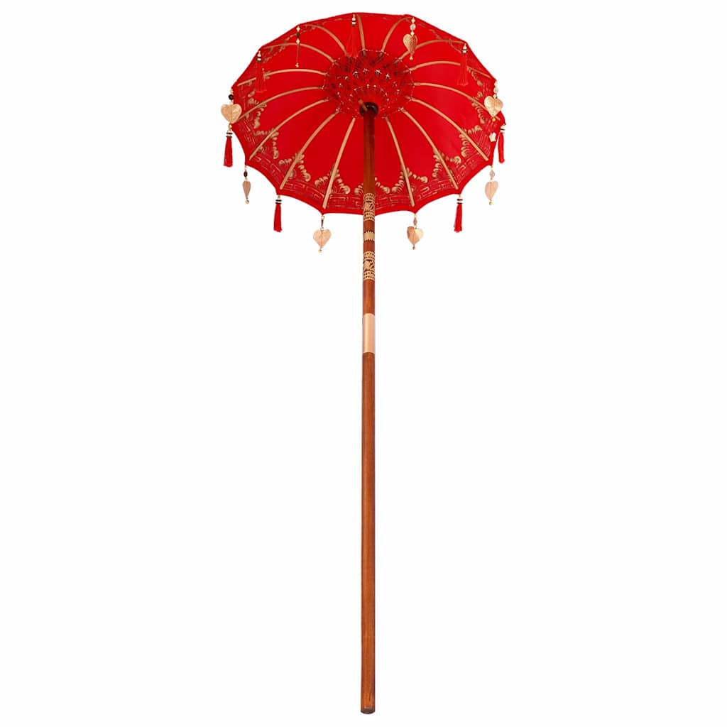 Balinesisk Parasol Röd 125 x 125 x 260 cm Bomull