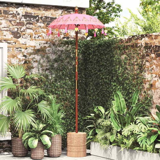 Balinesisk Parasol Rosa 125 x 125 x 260 cm Bomull
