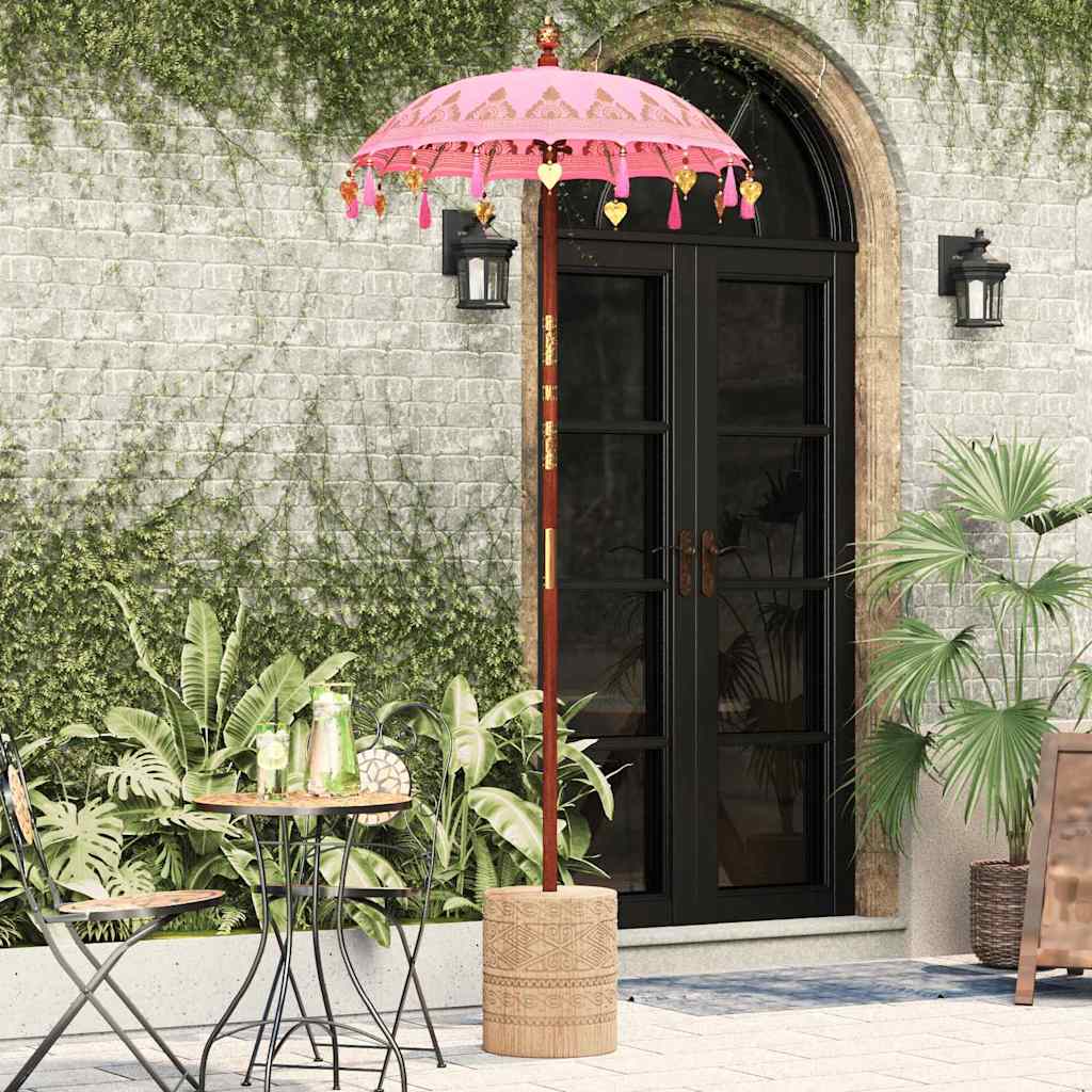 Balinesisk Parasol Rosa 125 x 125 x 260 cm Bomull